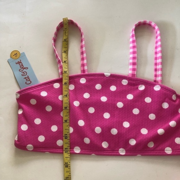 Cat & Jack Girls Pink Gingham Spots Polka Dots Bandeau Bikini Set Sz XXL (16-18) - Picture 8 of 14